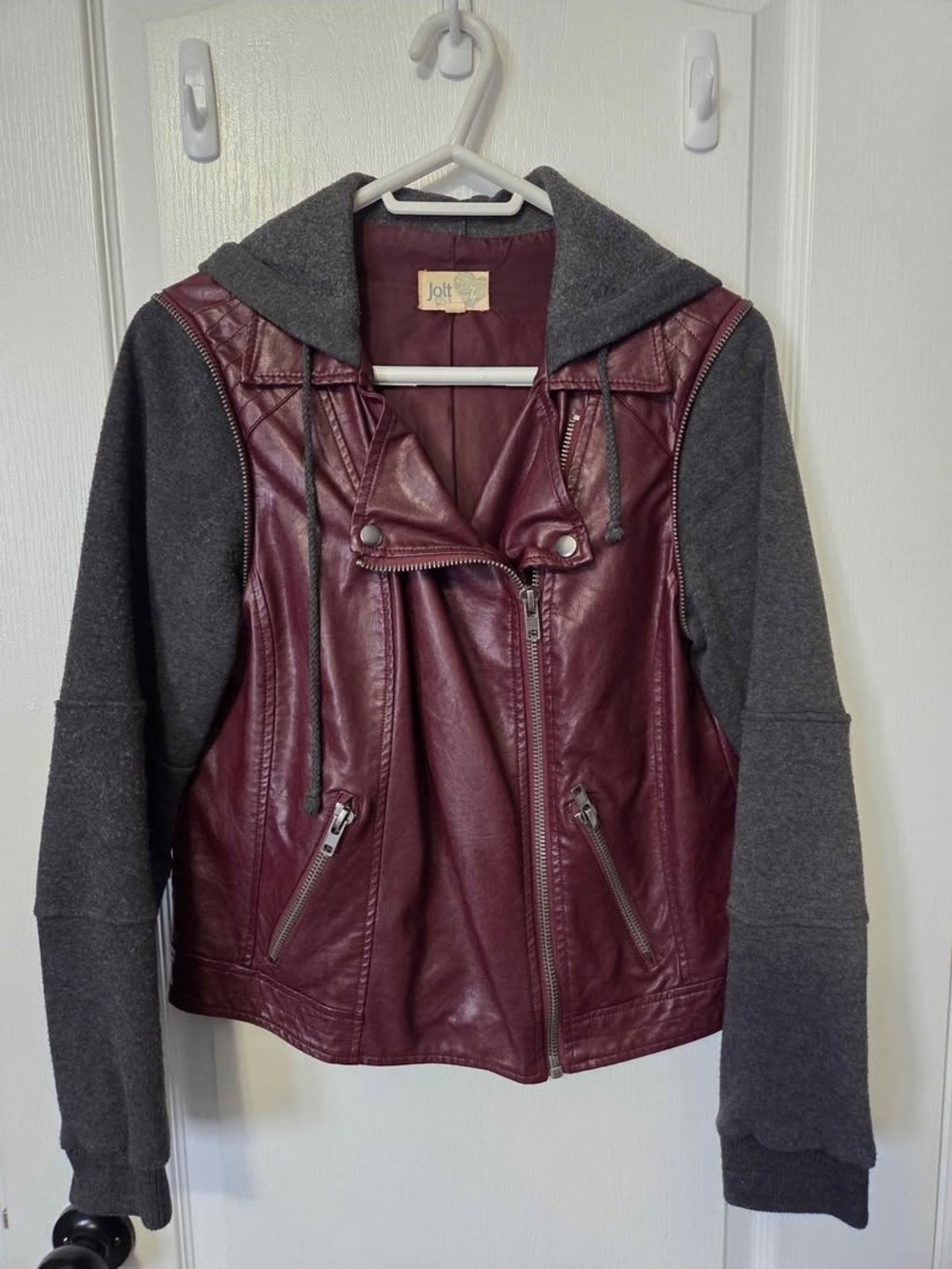 Jolt Burgundy Faux Leather Jacket
